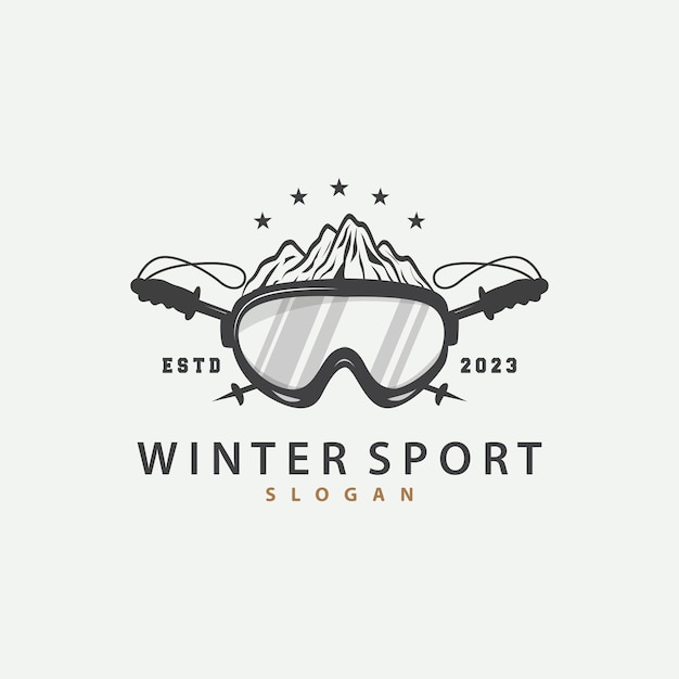 Ski Sport Logo Hiver Neige Sports Design Rétro Vintage Illustration Vectorielle