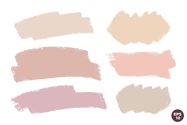 Skintone pastel comme ensemble de traits artistiques Collection de petits fonds horizontaux texturés Coups de pinceau de couleur nude