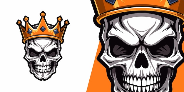 Skull King Avec Le Logo Dynamique De La Couronne Mascotte Pour Les équipes De Sport Compétitif Et De Jeux Esport