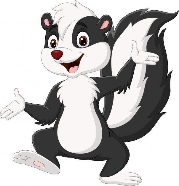 Skunk De Dessin Animé Présentant Sur Blanc