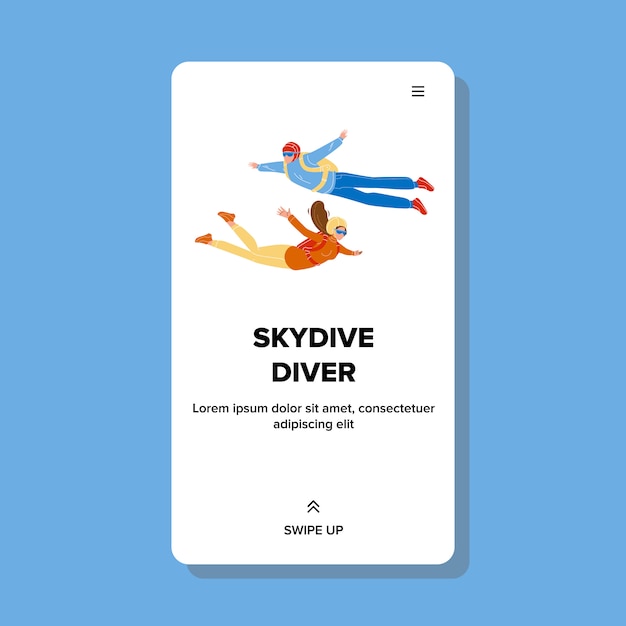 Skydive Divers Flying Down Avec Parachute