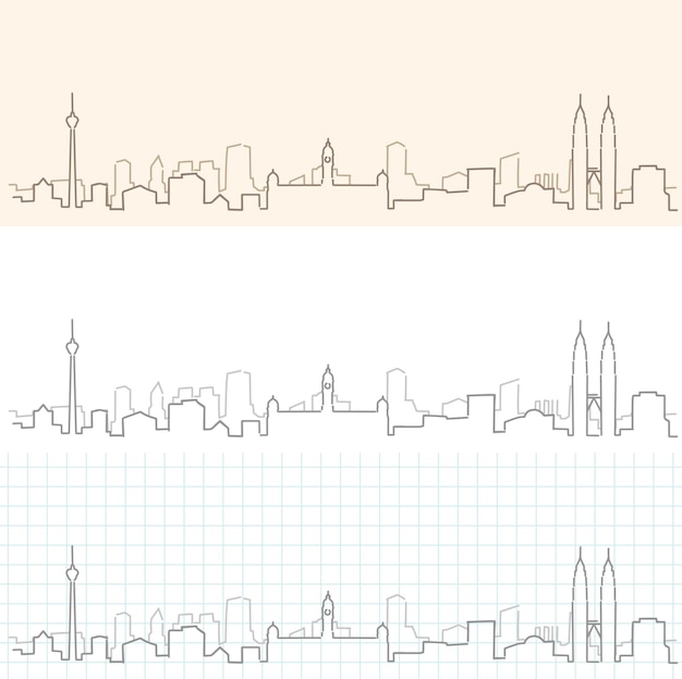 Skyline dessiné à la main de Kuala Lumpur