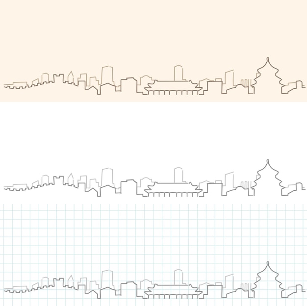 Skyline dessiné à la main de Pékin