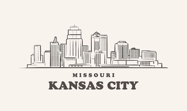 Skyline De Kansas City, Esquisse Dessinée Du Missouri