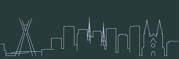 Vecteur skyline minimaliste simple ligne lumineuse de sao paulo avec fond sombre