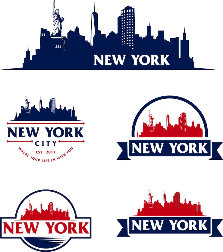 Vecteur skyline de new york usa logo cityscape