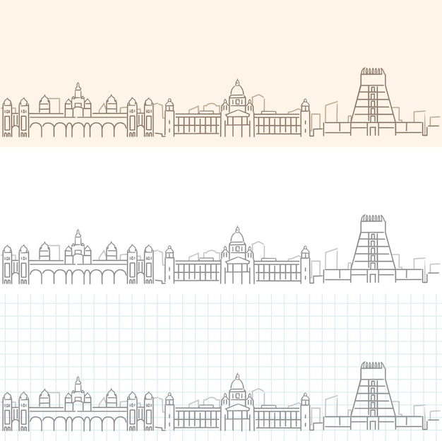 Vecteur skyline de profil dessiné à la main de mysuru