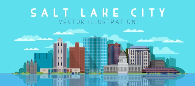 Vecteur skyline de salt lake city illustration vectorielle