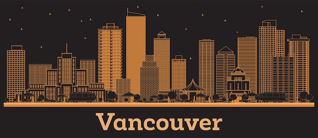 Skyline de la ville de Vancouver au Canada avec des bâtiments orange Voyage d'affaires et concept avec une architecture moderne paysage urbain de Vancouver avec des monuments