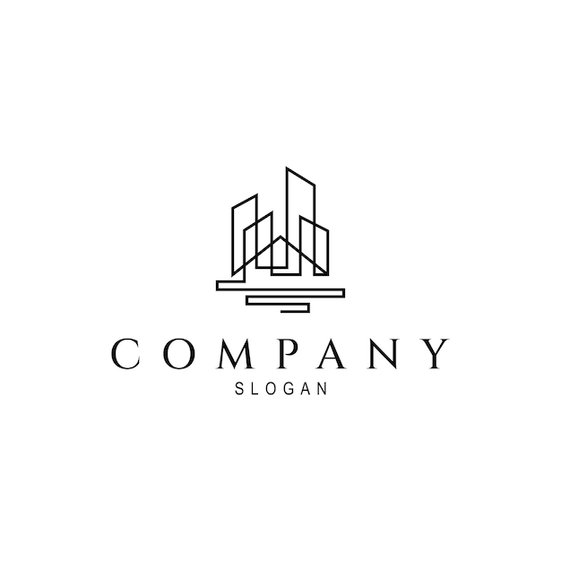 skyscraper logo with abstract line art design style