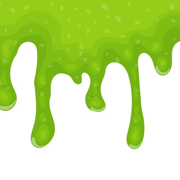 Slime Liquide Vert Dégoulinant Sur Fond Blanc. Illustration Vectorielle