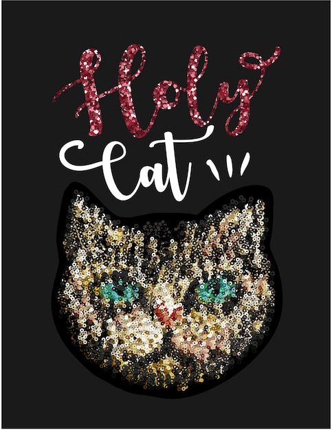 Slogan De Typographie Avec Illustration De Paillettes De Chat