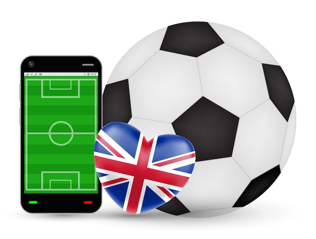 Smartphone Avec Amour Vecteur De Football Football Angleterre