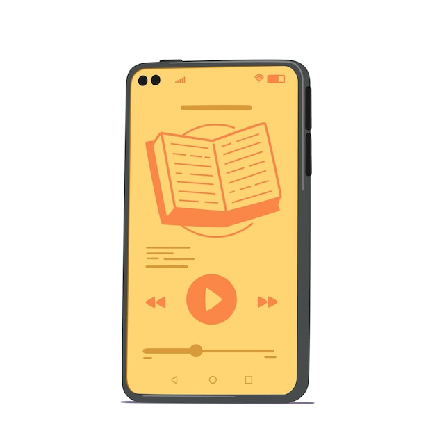 Smartphone Avec Application Pour écouter Des Livres Audio à L'écran Application De Bibliothèque En Ligne Pour étudier Et écouter Un Livre Audio