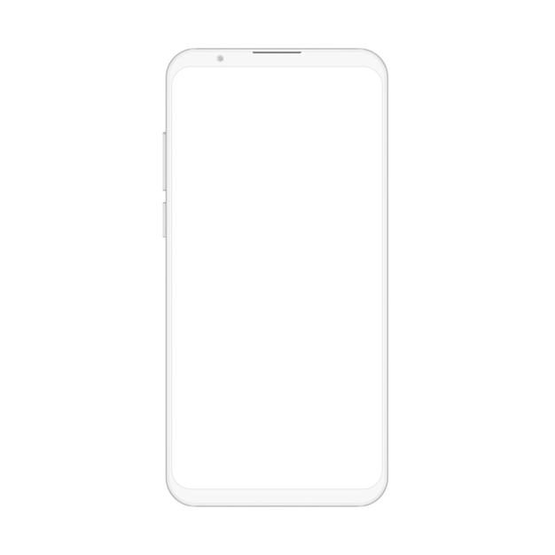 Smartphone Blanc Sans Cadre De Haute Qualité Réaliste à La Mode Doux Et Propre Avec écran Blanc Vierge.