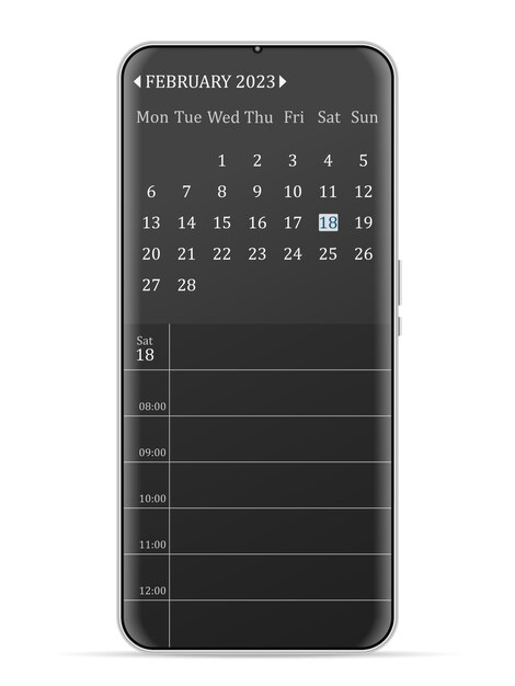 Smartphone Calendrier Février 2023