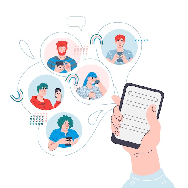 Smartphone avec chat en ligne à l'écran Médias sociaux et communication