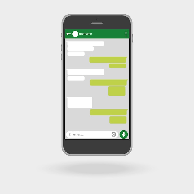 Smartphone Concept De Réseau Social Fenêtre Messenger Vectorielle Boîtes De Discussion Vertes