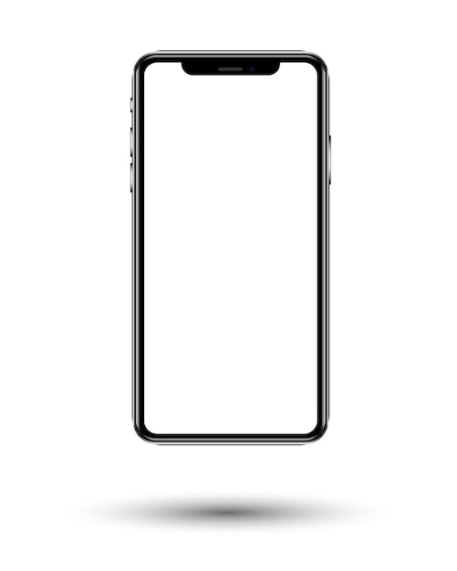 Smartphone en couleur noire avec écran tactile blanc isolé sur fond blanc stock vector illustra