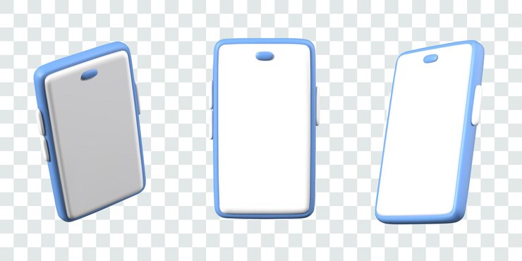 Vecteur smartphone avec écran blanc blanc set de téléphones vectoriels dans différentes positions