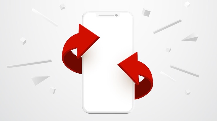 Vecteur smartphone avec flèches remboursement de l'argent ou concept d'achat en ligne