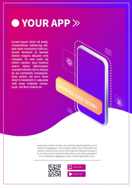 Vecteur smartphone isométrique scannant le code qr page de téléchargement de l'application mobile bannière web concept web