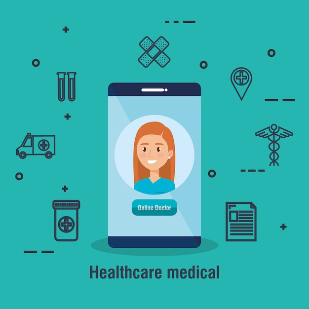 Smartphone Avec Médecin Et Icônes De Télémédecine
