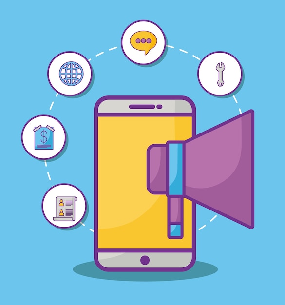 smartphone et mégaphone