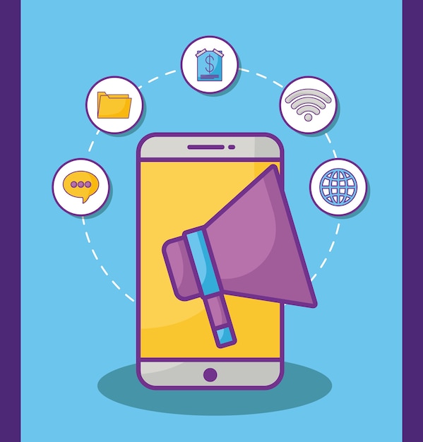 smartphone et mégaphone