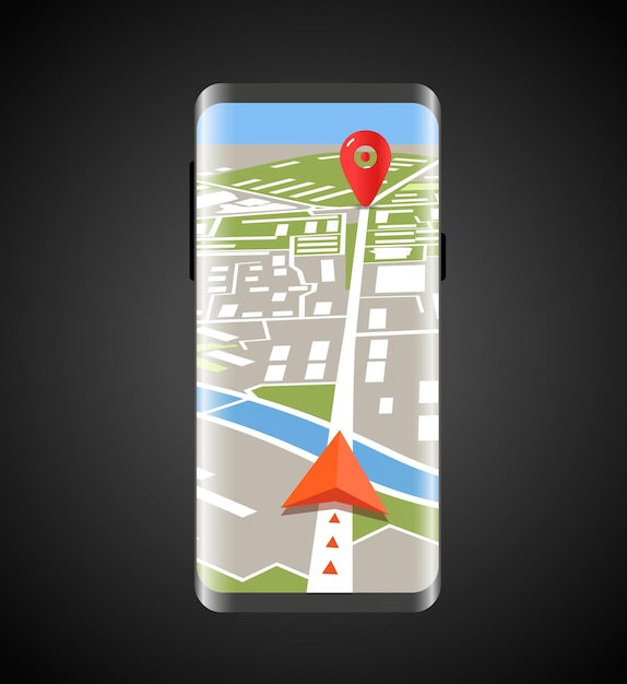 Vecteur smartphone moderne avec application de navigation