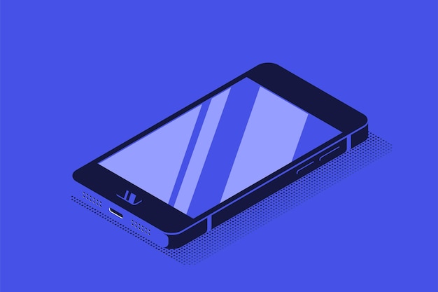 Smartphone moderne en vue isométrique. Illustration de style plat.