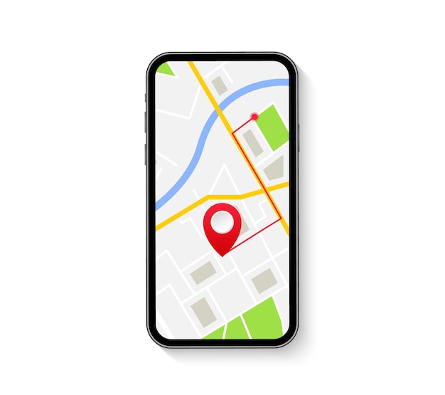 Smartphone de navigation GPS mobile avec plan de la ville et marqueur