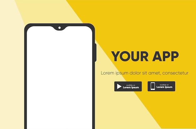 Smartphone pour télécharger la page d'accueil du site Web de l'application. Image Vectorielle