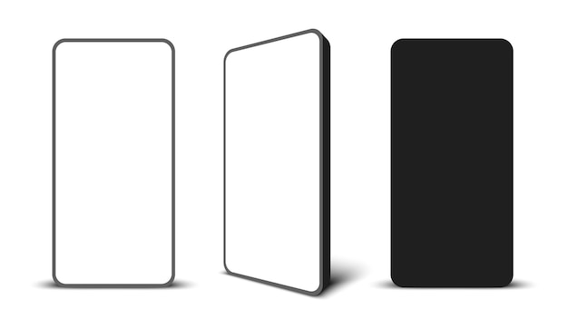 Smartphone sans cadre noir avec écran blanc Illustration vectorielle