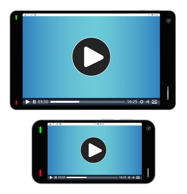 smartphone et tablette avec médias jouant à l&#39;écran