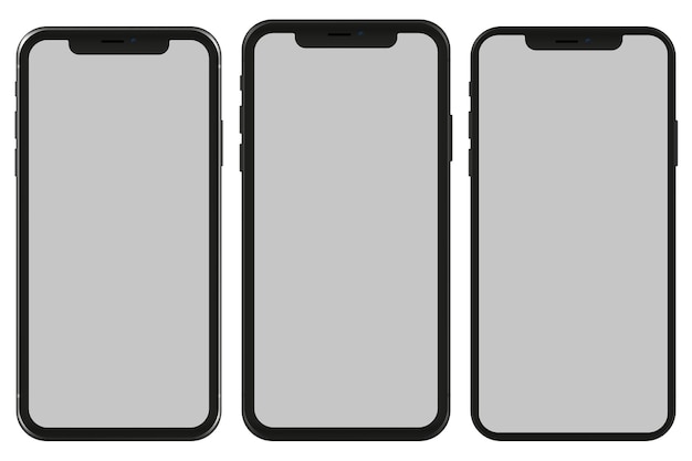 Smartphones noirs et blancs sur un fond blanc isolé