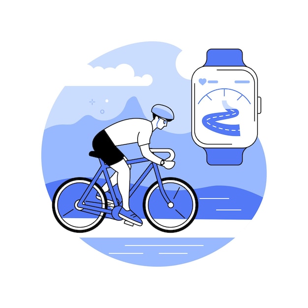 Smartwatch cyclisme en plein air suivi des illustrations vectorielles de dessin animé isolé