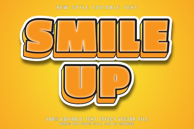 Smile Up Style De Dessin Animé En Relief Effet Texte Modifiable