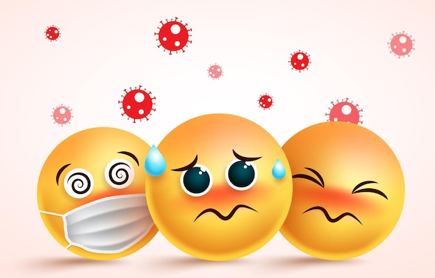 Smiley Coronavirus Covid19 Concept De Vecteur Infecté Smiley Emoji Coronavirus Covid19 Maladie