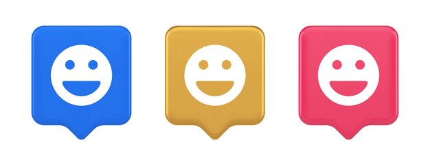 Smiley emoticon emoji de visage comique bouton de rire réaction du réseau social icône 3D heureuse