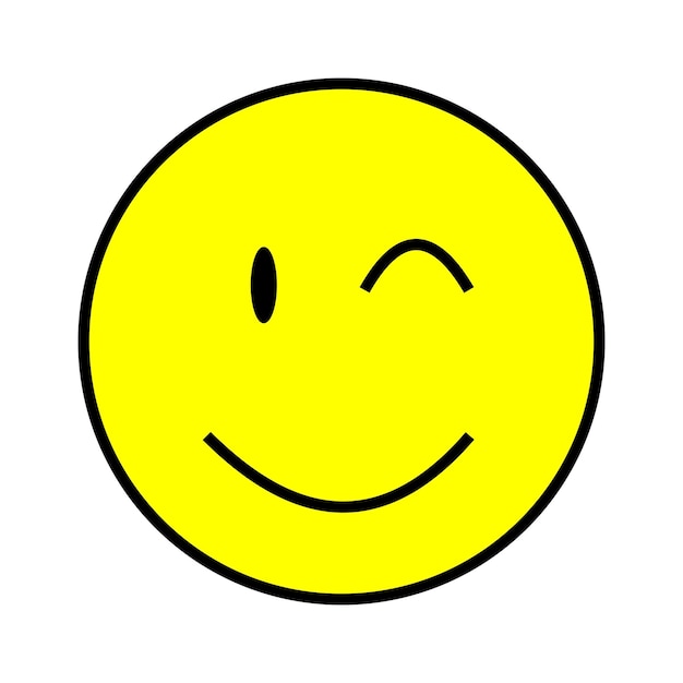 un smiley jaune avec une bordure noire et un fond noir et blanc