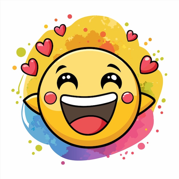 un smiley jaune avec des cœurs au milieu