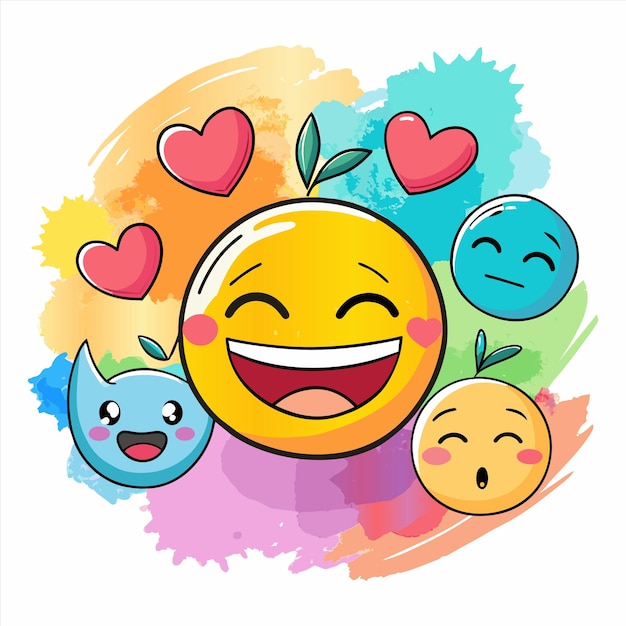 un smiley jaune avec des cœurs et les mots " amour " dessus