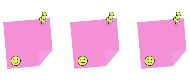Smiley signe sur papier rose note papier autocollant Message émotionnel Illustration de dessin animé de vecteur