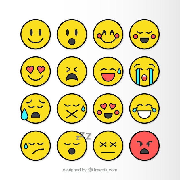 Vecteur smileys flat pack