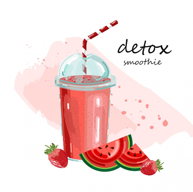 Vecteur smoothie au melon d'eau detox