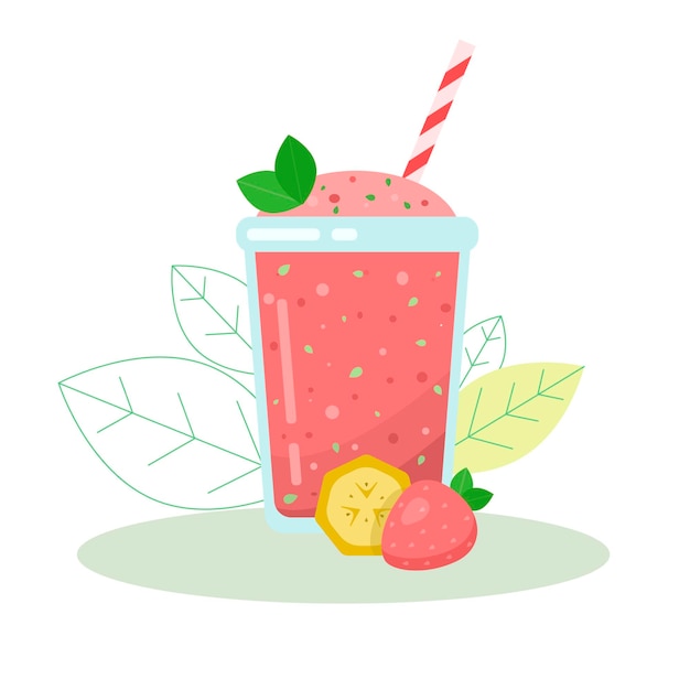 Vecteur smoothie frais fraise et banane