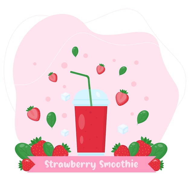 Vecteur smoothie à la fraise