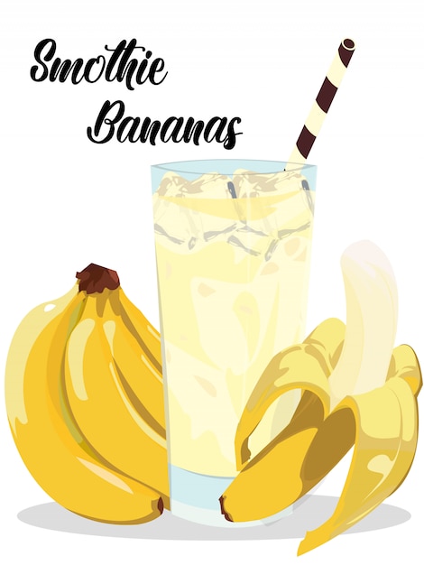 Smothie Banane Glace Avec Des Bananes Réalistes