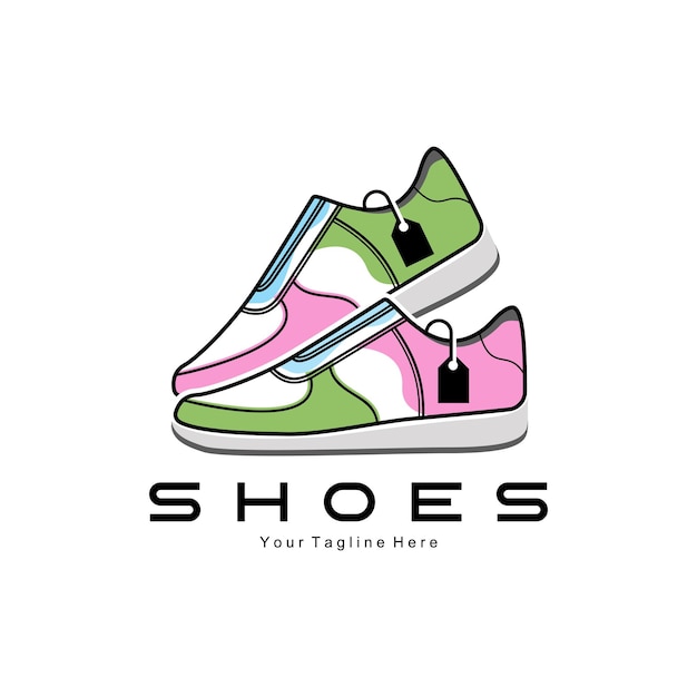 Sneakers Shoe Logo Design Illustration Vectorielle Du Concept Funky Simple De Chaussures Tendance Pour Les Jeunes